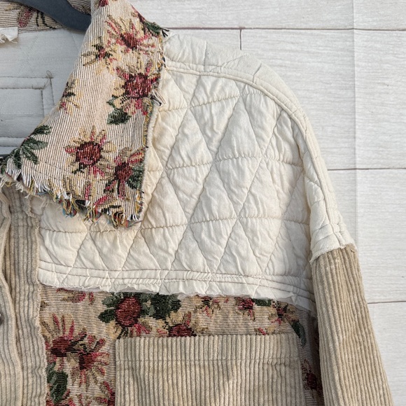 POL Floral Corduroy Sunflower Jacket - Cream and Tan size small - Picture 3 of 6